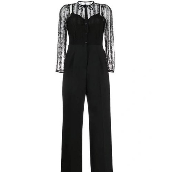NWT Authentic Sandro Contract Panel Black Lace Jumpsuit - Picture 5 of 5